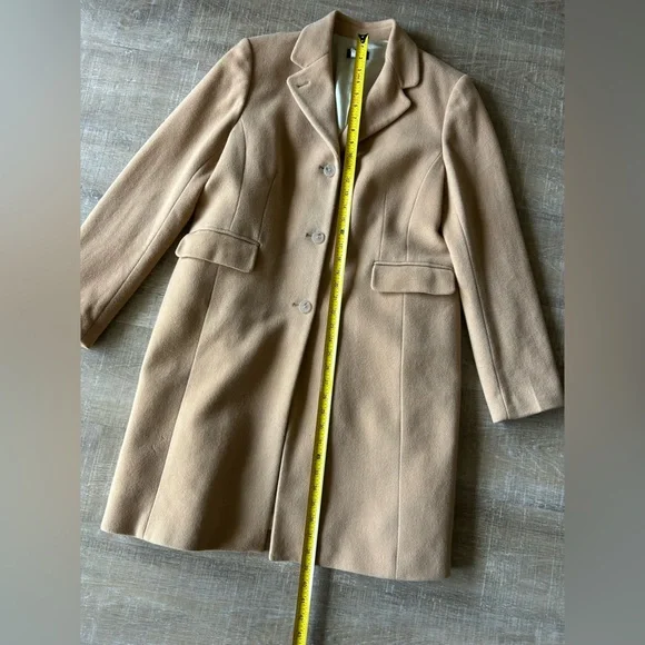 J.Crew Cashmere Wool Women’s Winter Pea Coat 16 beige Classic Longline Y2K - Picture 14 of 15
